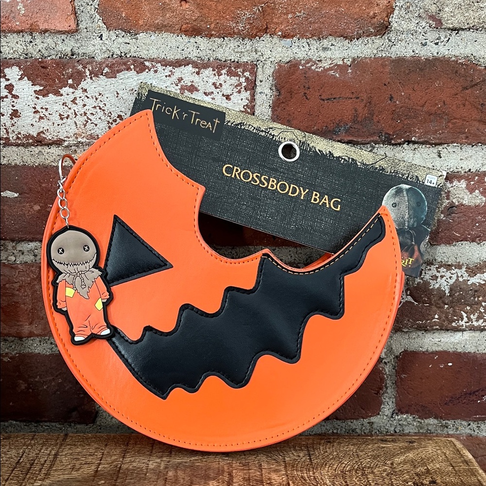 Trick  r treat the movie Orange and Black Crossbody Bag with Character Charm